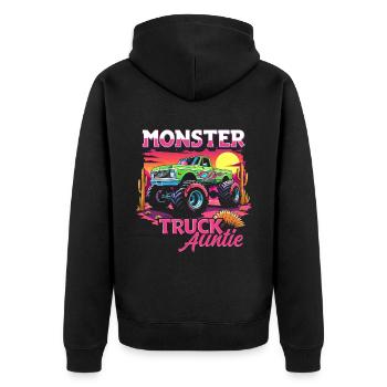Monster Truck Auntie Matching Family Monster Truck - Unisex Premium Organic Zip Hoodie - black - Back - Nico (187cm)