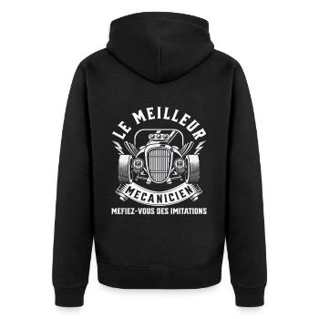 Meilleur mécanicien humour mécanique cadeau homme - Veste à capuche bio Premium Unisexe - noir - Dos - Nico (187cm)