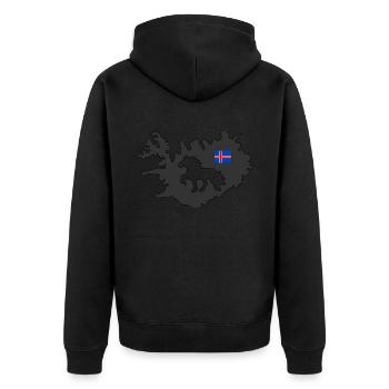 Icelandic horse with the outline of the island - Unisex Premium Organic Zip Hoodie - black - Back - Nico (187cm)