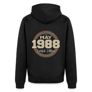 Mai 1988 Vintage Nées En Mai 1988 Anniversaire - Veste à capuche bio Premium Unisexe - noir - Dos - Nico (187cm)
