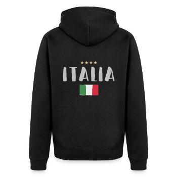 Italien Fußball Fan Trikot Flagge - Unisex Premium Bio Zip Hoodie - Schwarz - Hinten - Nico (187cm)