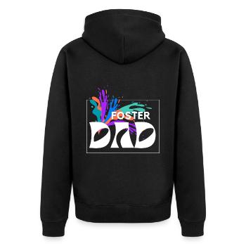 Foster Daddy Bonus Dad Geschenk für Foster Dad - Unisex Premium Bio Zip Hoodie - Schwarz - Hinten - Nico (187cm)