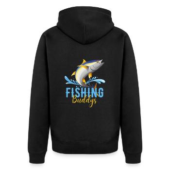 Angler Friends / Fishing Friends - Unisex Premium Organic Zip Hoodie - black - Back - Nico (187cm)
