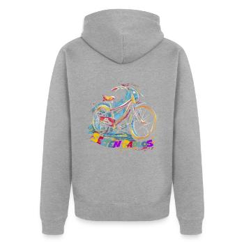 Selten Radlos Radfahrer - Unisex Premium Bio Zip Hoodie - Grau meliert - Hinten - Nico (187cm)
