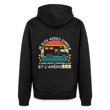 J' aime mon camping-car et l' apéro humour camping - Veste à capuche bio Premium Unisexe - noir - Dos - Nico (187cm)