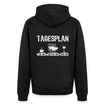 Tagesplan Lesen Wein Trinken Leser Bücherwurm Roma - Unisex Premium Bio Zip Hoodie - Schwarz - Hinten - Nico (187cm)