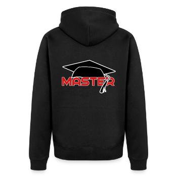 teacher master - Unisex Premium Bio Zip Hoodie - Schwarz - Hinten - Nico (187cm)