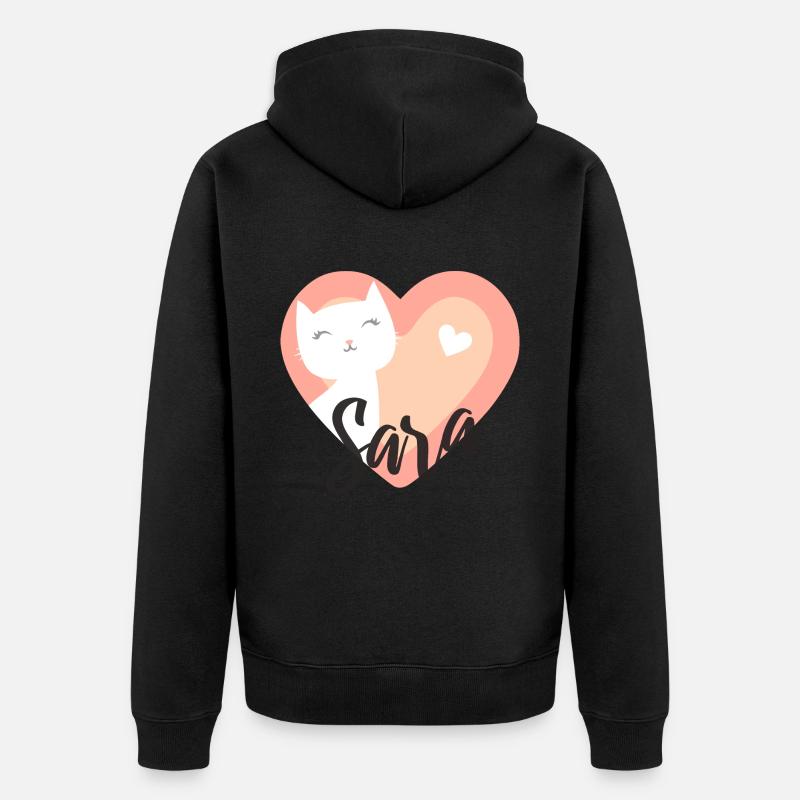 Sara Nom Prénom Chaton - Veste à capuche bio Premium Unisexe - noir