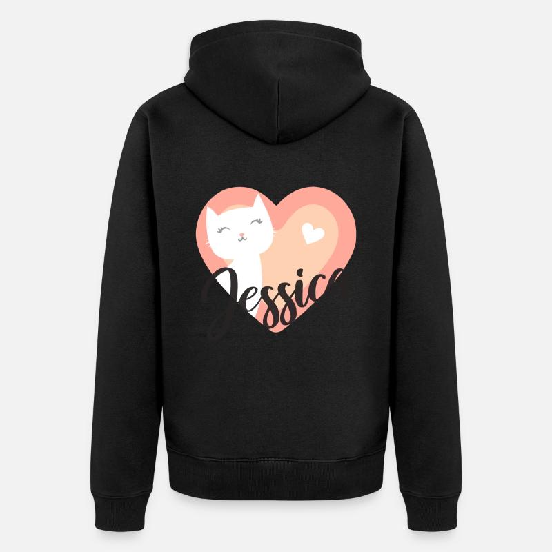 Jessica Nom Prénom Chaton - Veste à capuche bio Premium Unisexe - noir