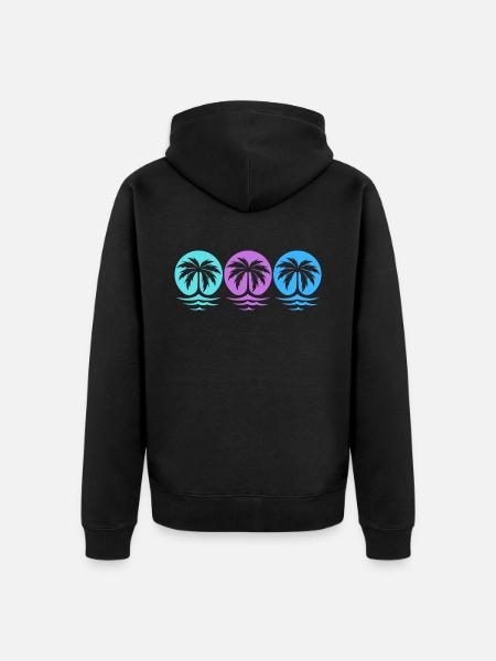 Palmen und Meer - Unisex Premium Bio Zip Hoodie - Schwarz