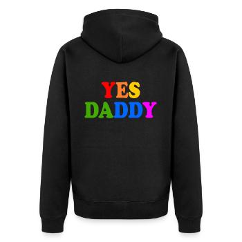 Yes daddy - Unisex Premium Bio Zip Hoodie - Schwarz - Hinten - Nico (187cm)