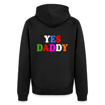 Yes daddy - Unisex Premium Bio Zip Hoodie - Schwarz - Hinten - Nico (187cm)