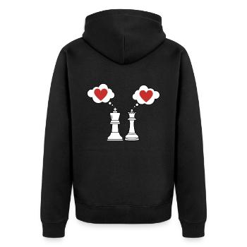 Relationship Chess Couple Gift Friend Girlfriend - Unisex Premium Organic Zip Hoodie - black - Back - Nico (187cm)