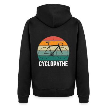 Cyclopathic Humor Cycling Bike Gift Cycling Cycling - Unisex Premium Organic Zip Hoodie - black - Back - Nico (187cm)