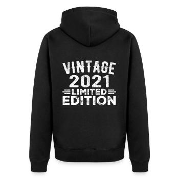 Year of manufacture 2021 Year of birth Year of birth 2021 vintage - Unisex Premium Organic Zip Hoodie - black - Back - Nico (187cm)
