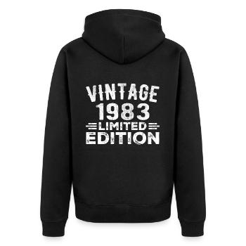 Baujahr 1983 Geburtsjahr Geburtstag 1983 vintage - Unisex Premium Bio Zip Hoodie - Schwarz - Hinten - Nico (187cm)