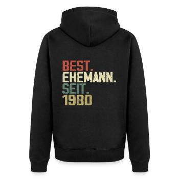 Best Ehemann Seit 1980 Geburtstagsgeschenk 1980 - Unisex Premium Bio Zip Hoodie - Schwarz - Hinten - Nico (187cm)
