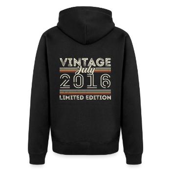 Juli 2016 Juli Geburtstagsgeschenk Juli 2016 - Unisex Premium Bio Zip Hoodie - Schwarz - Hinten - Nico (187cm)