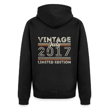 Juli 2017 Juli Geburtstagsgeschenk Juli 2017 - Unisex Premium Bio Zip Hoodie - Schwarz - Hinten - Nico (187cm)