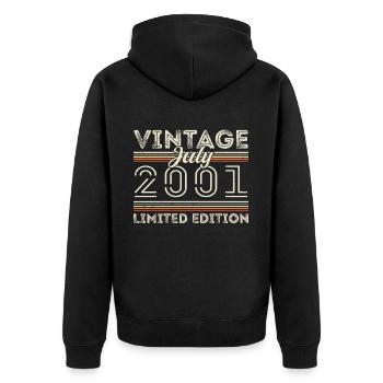 Juli 2001 Juli Geburtstagsgeschenk Juli 2001 - Unisex Premium Bio Zip Hoodie - Schwarz - Hinten - Nico (187cm)