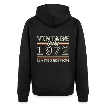 Juli 1972 Juli Geburtstagsgeschenk Juli 1972 - Unisex Premium Bio Zip Hoodie - Schwarz - Hinten - Nico (187cm)