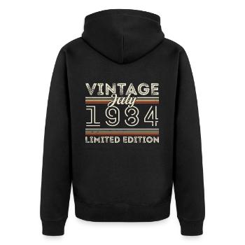Juillet 1984 Juillet Cadeau d’anniversaire Juillet 1984 - Veste à capuche bio Premium Unisexe - noir - Dos - Nico (187cm)