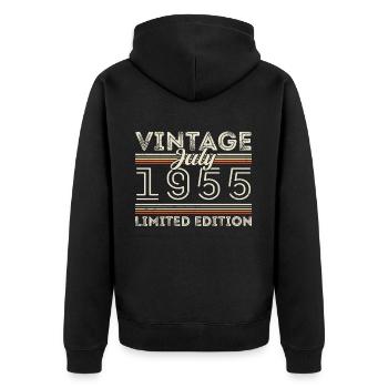 Juli 1955 Juli Geburtstagsgeschenk Juli 1955 - Unisex Premium Bio Zip Hoodie - Schwarz - Hinten - Nico (187cm)