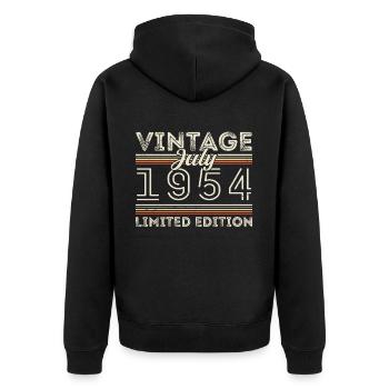 Juli 1954 Juli Geburtstagsgeschenk Juli 1954 - Unisex Premium Bio Zip Hoodie - Schwarz - Hinten - Nico (187cm)