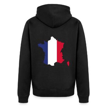 Flagge Frankreichs - Flagge Frankreichs - Unisex Premium Bio Zip Hoodie - Schwarz - Hinten - Nico (187cm)