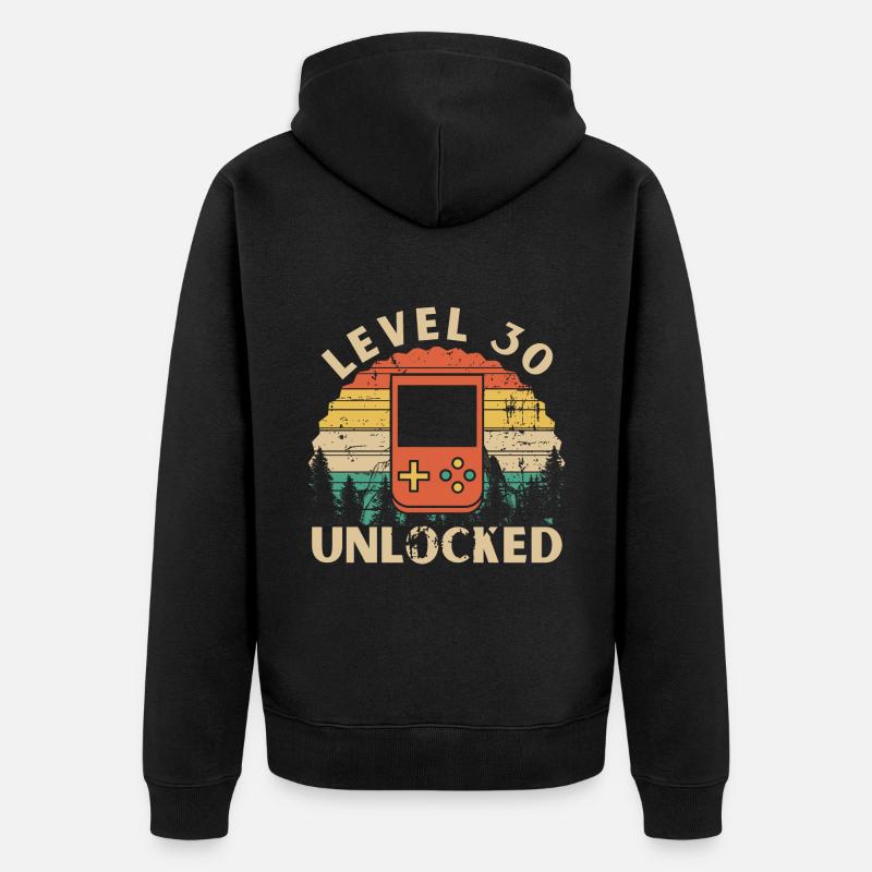 Level 30 Unlocked - Veste à capuche bio Premium Unisexe - noir