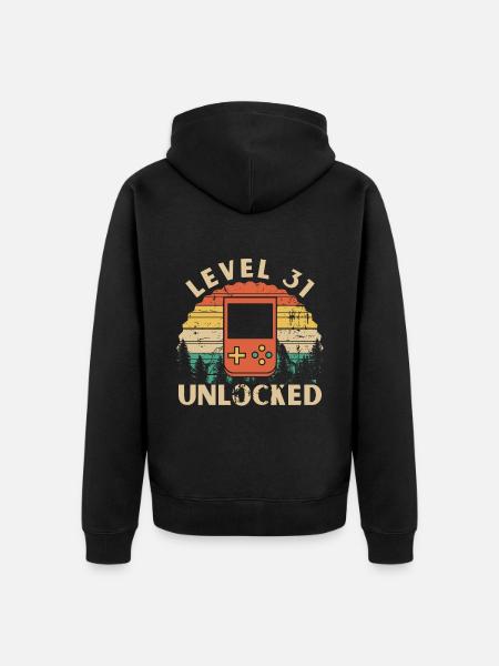 Level 31 Unlocked - Unisex Premium Organic Zip Hoodie - black