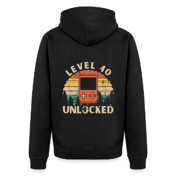 Level 40 Unlocked - Veste à capuche bio Premium Unisexe - noir - Dos - Nico (187cm)