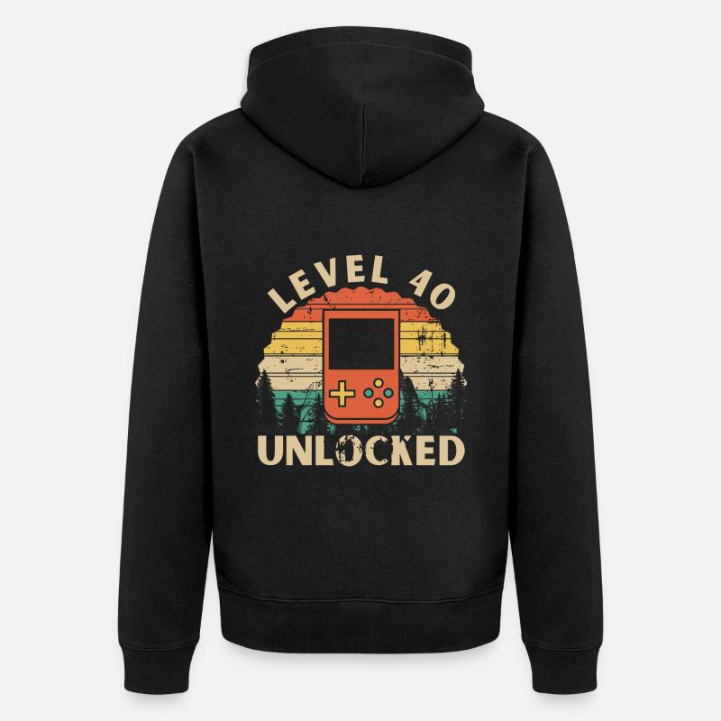 Level 40 Unlocked - Veste à capuche bio Premium Unisexe - noir