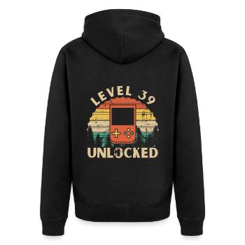 Level 39 Unlocked - Veste à capuche bio Premium Unisexe - noir - Dos - Nico (187cm)