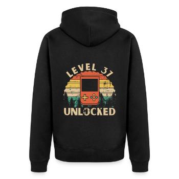 Level 37 Unlocked - Veste à capuche bio Premium Unisexe - noir - Dos - Nico (187cm)