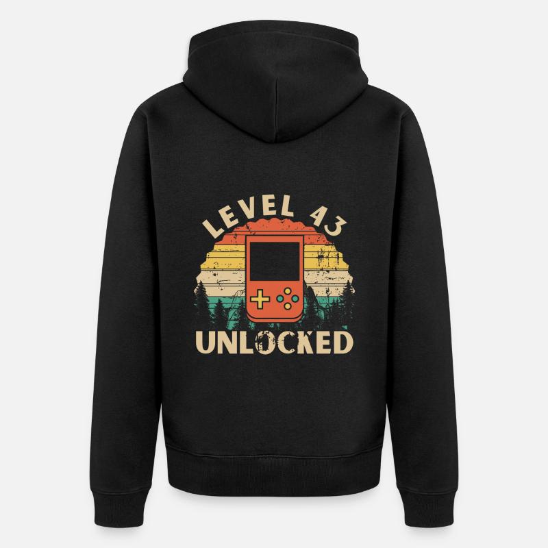 Level 43 freigeschaltet - Unisex Premium Bio Zip Hoodie - Schwarz