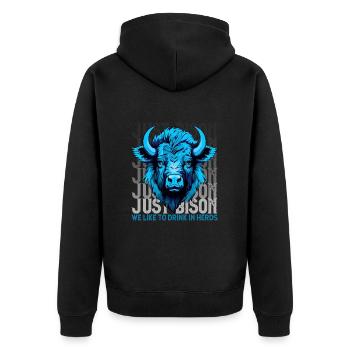 Only bison we like to drink in herds, humorous - Unisex Premium Organic Zip Hoodie - black - Back - Nico (187cm)