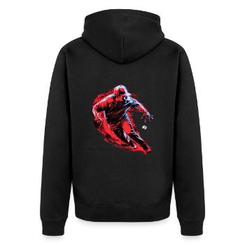 Baseballspieler roter Fänger in der Pop Art - Unisex Premium Bio Zip Hoodie - Schwarz - Hinten - Nico (187cm)