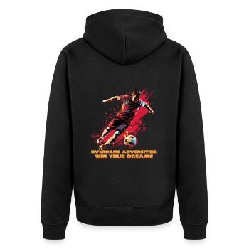 Un footballeur dans l’action dynamique, le pop-art moderne - Veste à capuche bio Premium Unisexe - noir - Dos - Nico (187cm)