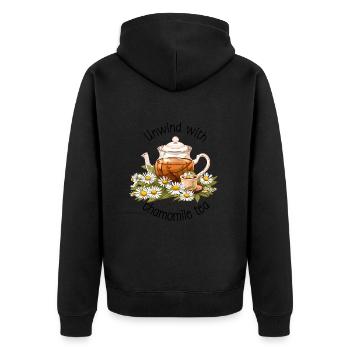 Relax with chamomile tea, watercolor - Unisex Premium Organic Zip Hoodie - black - Back - Nico (187cm)