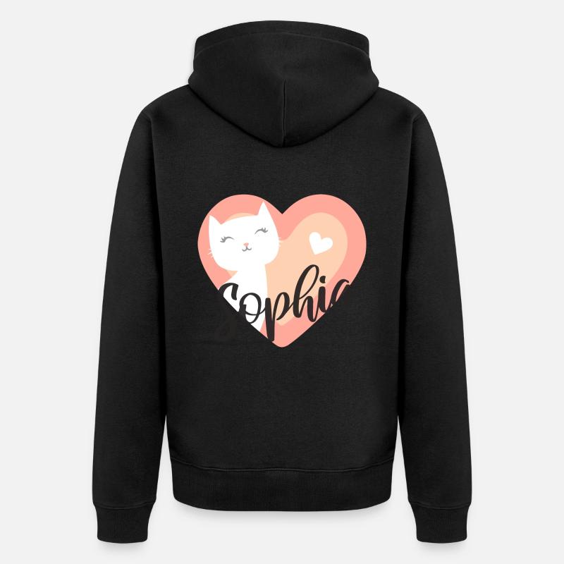 Sophia Nom Prénom Chaton - Veste à capuche bio Premium Unisexe - noir