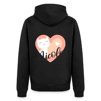 Nicole Surname First Name Kitten - Unisex Premium Organic Zip Hoodie - black - Back - Nico (187cm)