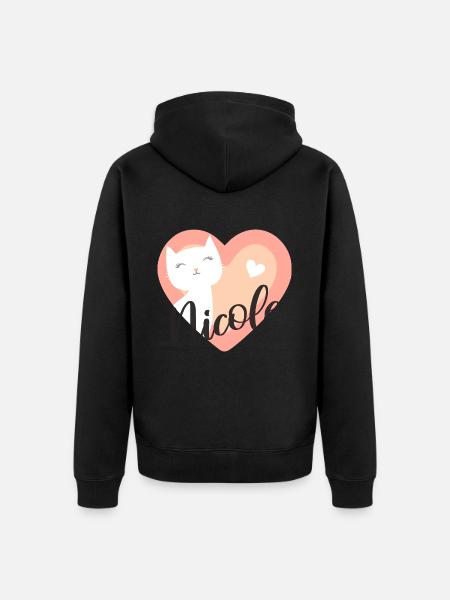 Nicole Nom Prénom Chaton - Veste à capuche bio Premium Unisexe - noir