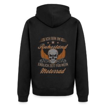 Rente Motorrad Rentner Spruch Vintage - Unisex Premium Bio Zip Hoodie - Schwarz - Hinten - Nico (187cm)