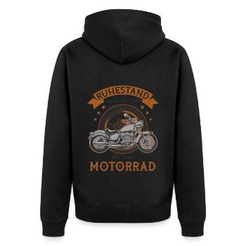 Rente Motorrad Rentner Spruch Vintage - Unisex Premium Bio Zip Hoodie - Schwarz - Hinten - Nico (187cm)