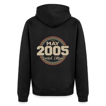 Mai 2005 Vintage Nées En Mai 2005 Anniversaire - Veste à capuche bio Premium Unisexe - noir - Dos - Nico (187cm)