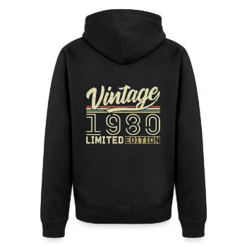Legende seit 1980 Geboren 1980 Geburtstag 44 Jahre - Unisex Premium Bio Zip Hoodie - Schwarz - Hinten - Nico (187cm)
