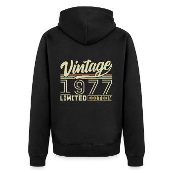 Legend since 1977 Born 1977 Birthday 47 years old - Unisex Premium Organic Zip Hoodie - black - Back - Nico (187cm)