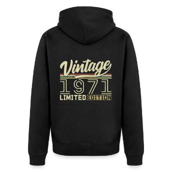 Legend since 1971 Born in 1971 Birthday 53 years old - Unisex Premium Organic Zip Hoodie - black - Back - Nico (187cm)