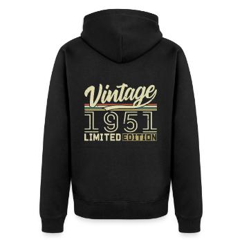 Légende depuis 1951 Né(e) en 1951 Anniversaire 73 ans - Veste à capuche bio Premium Unisexe - noir - Dos - Nico (187cm)